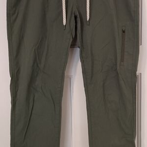 Vuori Ripstop Jogger Pants Womens XL Army Green Cargo Zip Pocket Drawstring